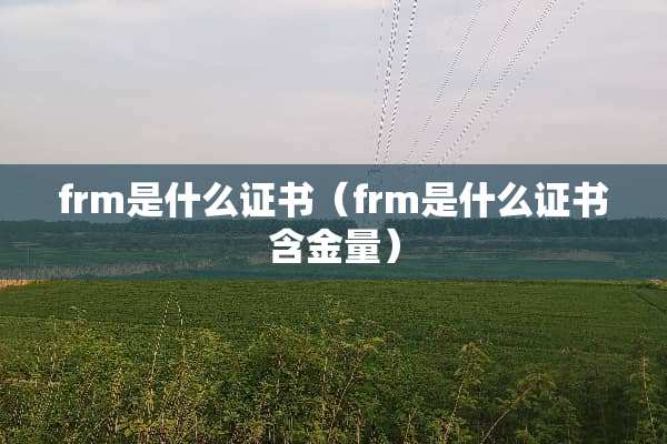 frm是什么证书（frm是什么证书含金量）