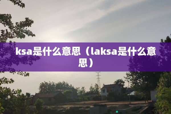 ksa是什么意思（laksa是什么意思）