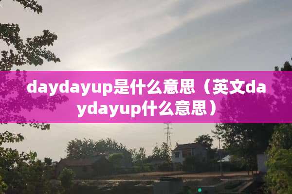 daydayup是什么意思（英文daydayup什么意思）