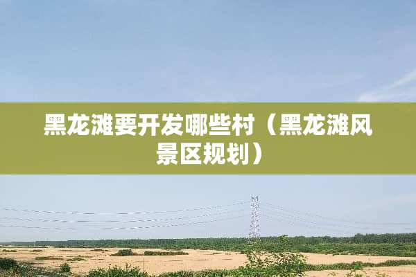 黑龙滩要开发哪些村（黑龙滩风景区规划）