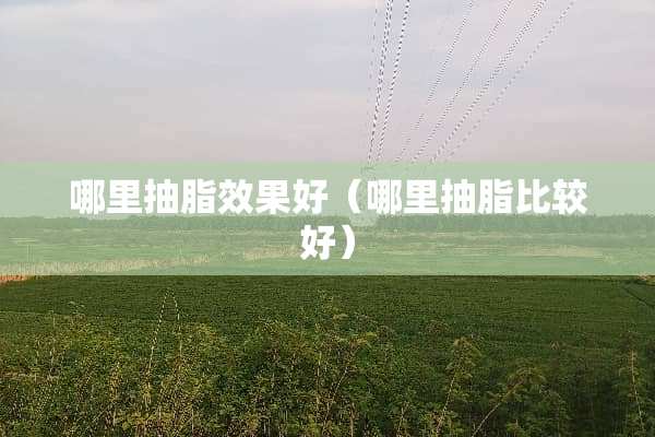 哪里抽脂效果好（哪里抽脂比较好）