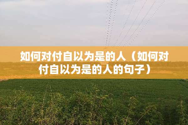 如何对付自以为是的人（如何对付自以为是的人的句子）