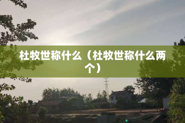 杜牧世称什么（杜牧世称什么两个）