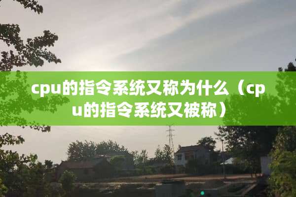 cpu的指令系统又称为什么（cpu的指令系统又被称）