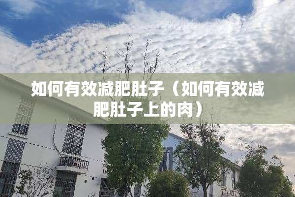 如何有效减肥肚子（如何有效减肥肚子上的肉）