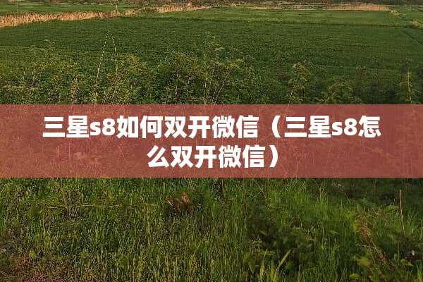 三星s8如何双开微信（三星s8怎么双开微信）