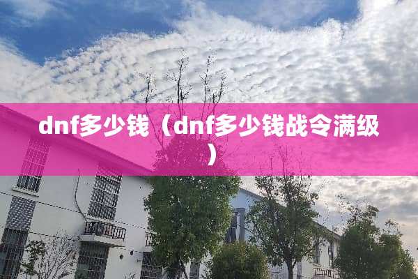 dnf多少钱（dnf多少钱战令满级）