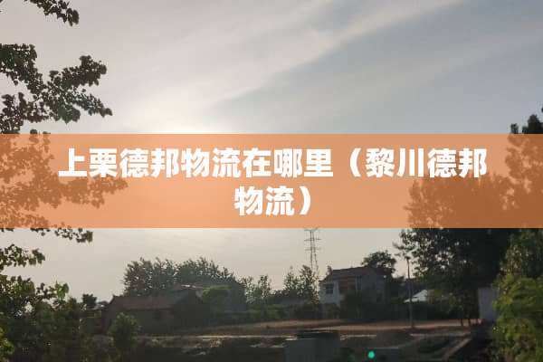 上栗德邦物流在哪里（黎川德邦物流）