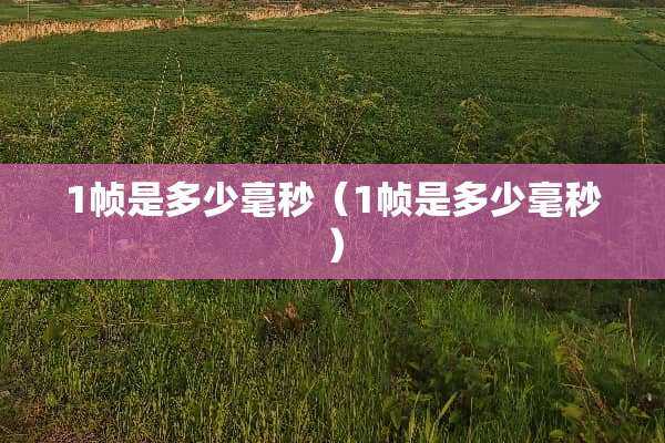 1帧是多少毫秒（1帧是多少毫秒）