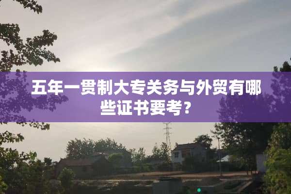 五年一贯制大专关务与外贸有哪些证书要考？