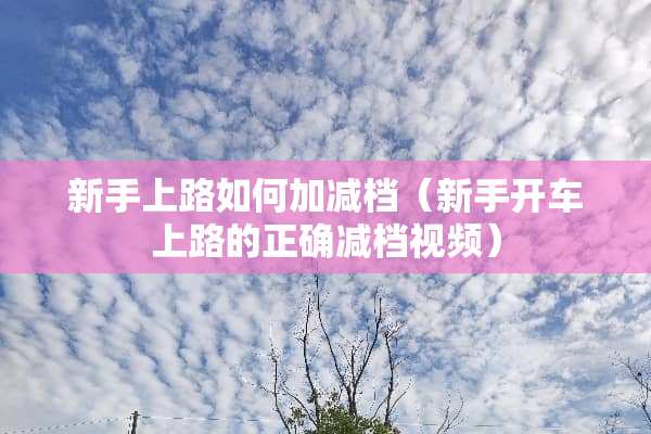 新手上路如何加减档（新手开车上路的正确减档视频）