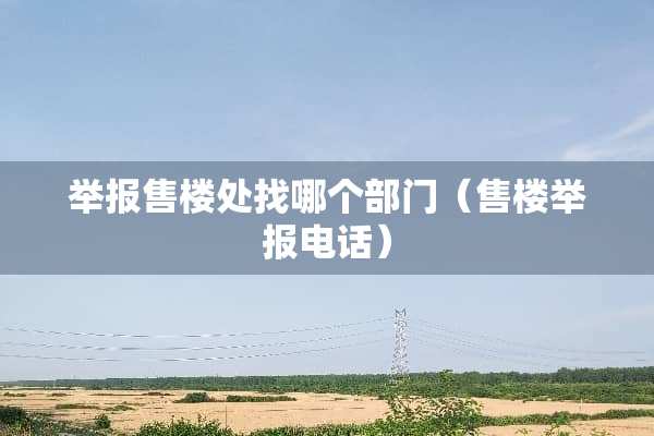 举报售楼处找哪个部门（售楼举报电话）