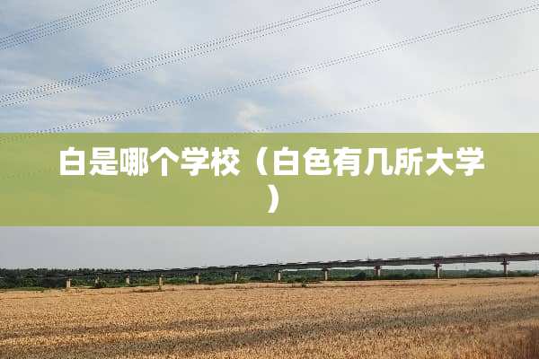 白是哪个学校（白色有几所大学）