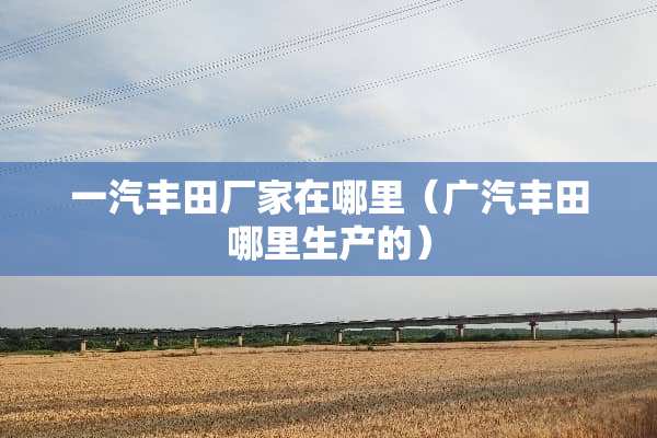 一汽丰田厂家在哪里（广汽丰田哪里生产的）