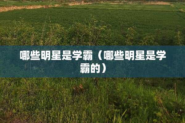 哪些明星是学霸（哪些明星是学霸的）