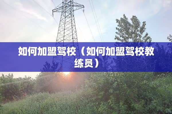 如何加盟驾校（如何加盟驾校教练员）