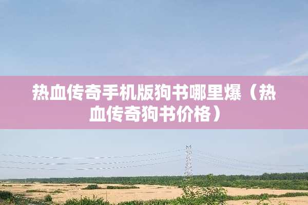 热血传奇手机版狗书哪里爆（热血传奇狗书价格）