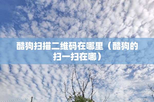 酷狗扫描二维码在哪里（酷狗的扫一扫在哪）