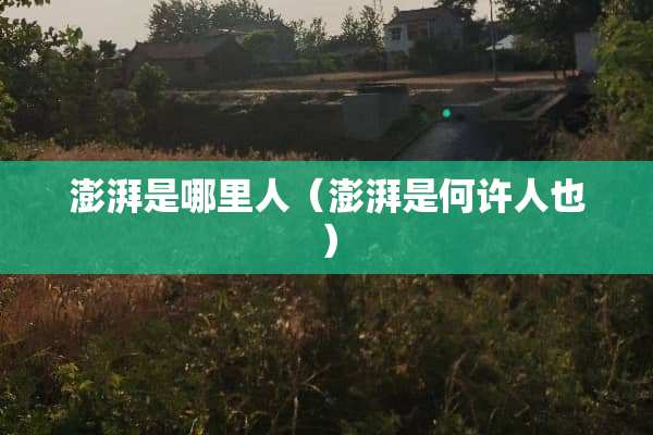 澎湃是哪里人（澎湃是何许人也）
