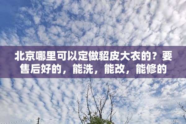北京哪里可以定做貂皮大衣的？要售后好的，能洗，能改，能修的？