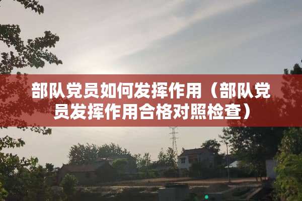 ***员如何发挥作用（***员发挥作用合格对照检查）