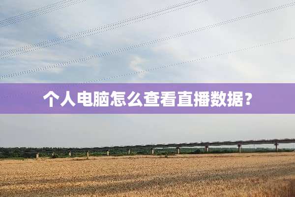 个人电脑怎么查看直播数据？