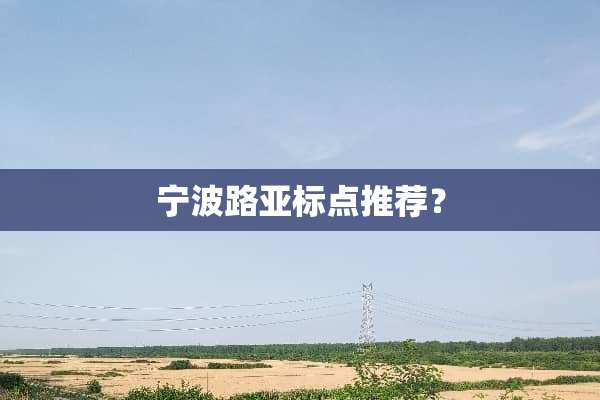 宁波路亚标点推荐？