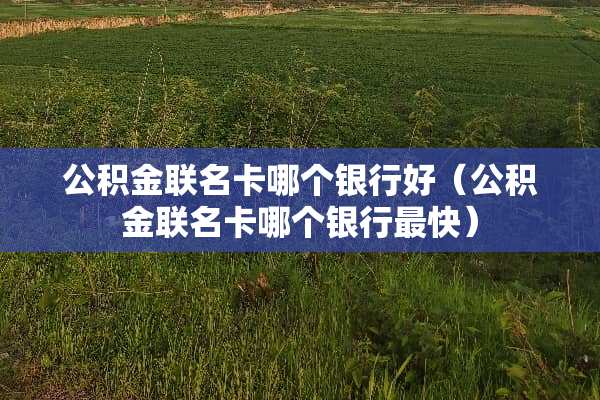 公积金联名卡哪个银行好（公积金联名卡哪个银行最快）