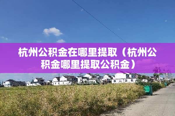 杭州公积金在哪里提取（杭州公积金哪里提取公积金）