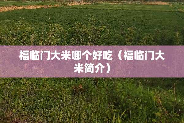 福临门大米哪个好吃（福临门大米简介）