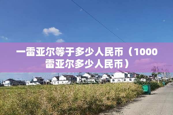 一雷亚尔等于多少人民币（1000雷亚尔多少人民币）