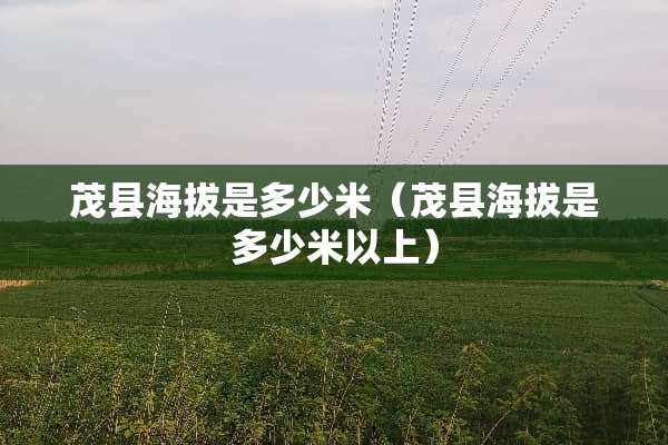 茂县海拔是多少米（茂县海拔是多少米以上）