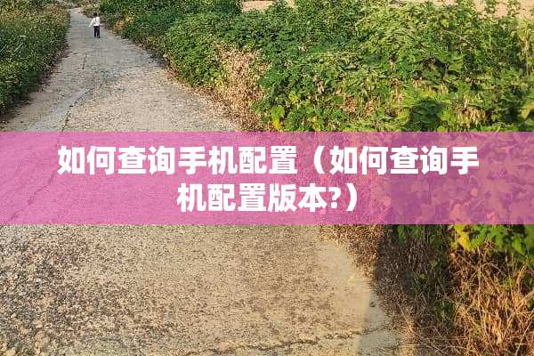 如何查询手机配置（如何查询手机配置版本?）