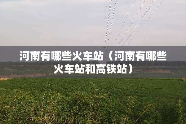 河南有哪些火车站（河南有哪些火车站和高铁站）
