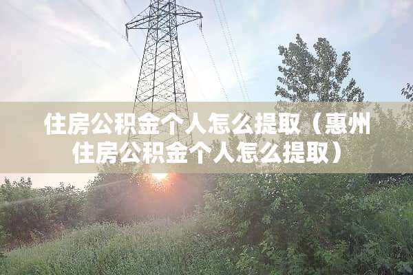 住房公积金个人怎么提取（惠州住房公积金个人怎么提取）