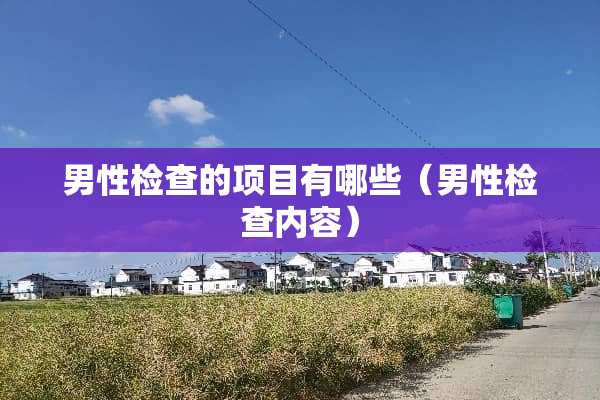 男性检查的项目有哪些（男性检查内容）