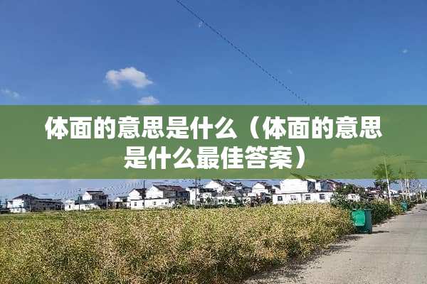 体面的意思是什么（体面的意思是什么最佳答案）