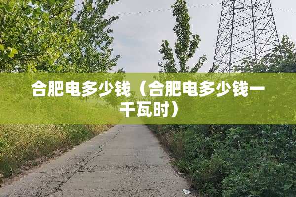 合肥电多少钱（合肥电多少钱一千瓦时）