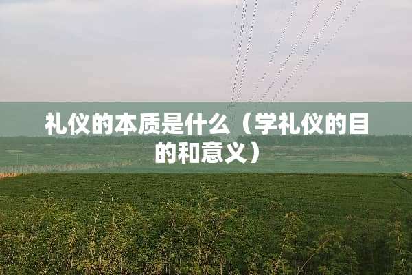 礼仪的本质是什么（学礼仪的目的和意义）