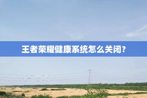 王者荣耀健康系统怎么关闭？