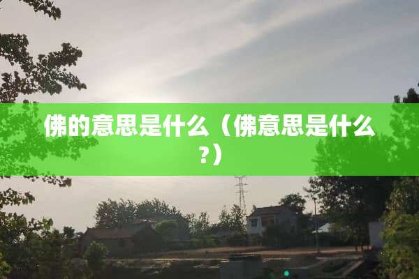 佛的意思是什么（佛意思是什么?）