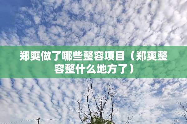 郑爽做了哪些整容项目（郑爽整容整什么地方了）