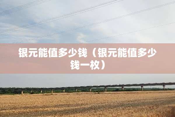 银元能值多少钱（银元能值多少钱一枚）