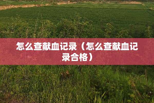 怎么查献血记录（怎么查献血记录合格）