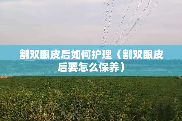 割双眼皮后如何护理（割双眼皮后要怎么保养）