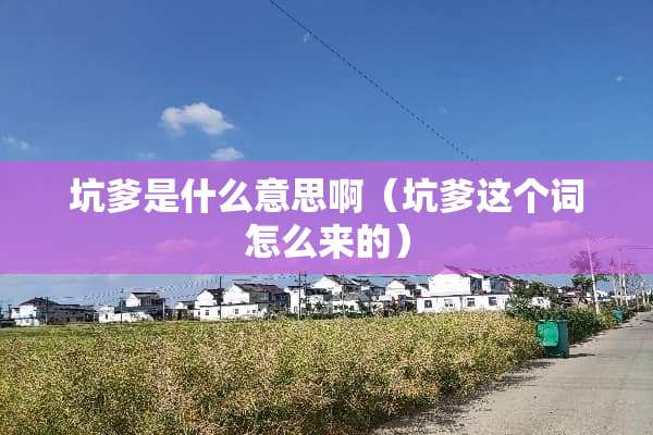 坑爹是什么意思啊（坑爹这个词怎么来的）