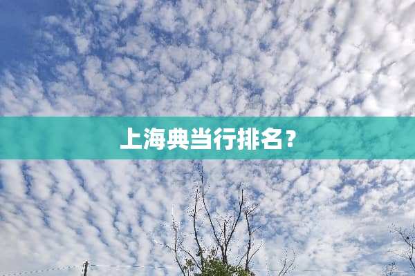 上海典当行排名？