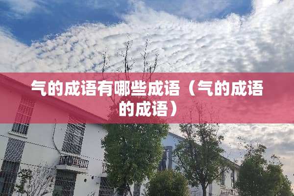 气的成语有哪些成语（气的成语的成语）
