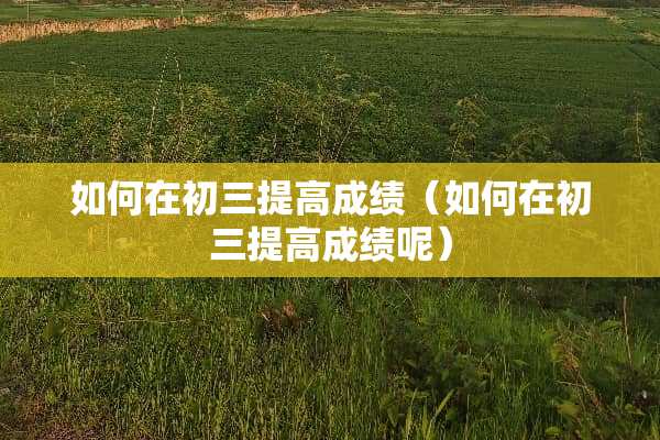 如何在初三提高成绩（如何在初三提高成绩呢）