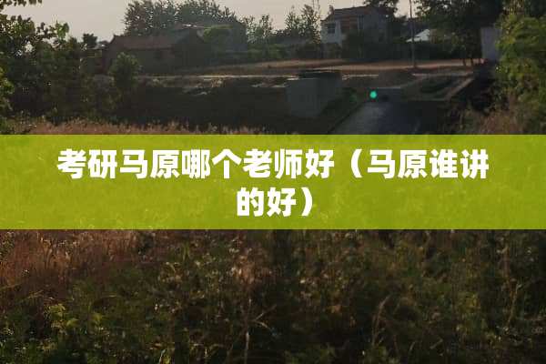 考研马原哪个老师好（马原谁讲的好）